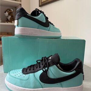 Nike Tiffany and Co. Air Force Ones Low-Top Sneakers in Turquoise & Black